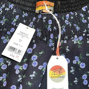 Summerland Brand Black Skirt With Purple Florals - Size S for Women
